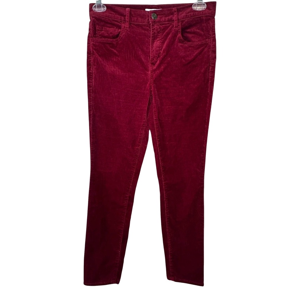 Loft Velvet Pants Burgundy Red Womens 6 28 Stretch Maroon Trousers Festive Luxe